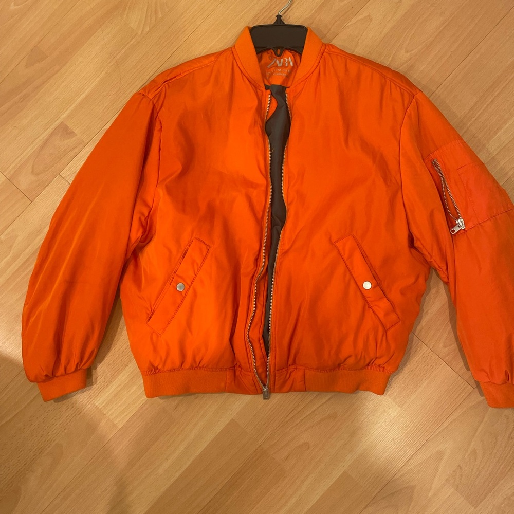 Zara Orange Bomber Jacket
